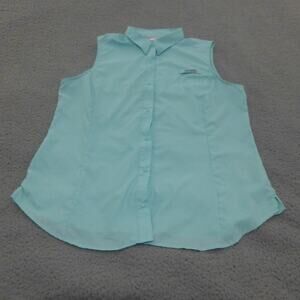 Columbia PFG Shirt Womens XL Snap Button Sleeveless Fishing Green Hiking Vented